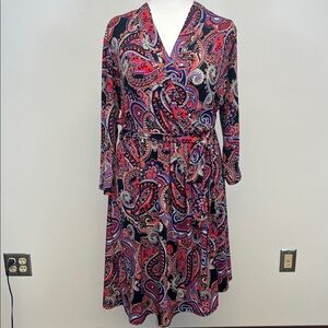 Liz Claiborne Long Sleeve Paisley Dress Size XL